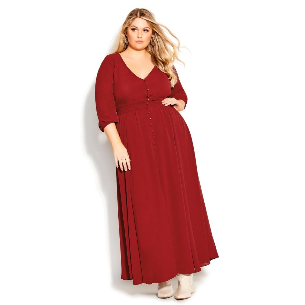 NWT City Chic Maxi Dress Desire Henna L = 20 = 2X